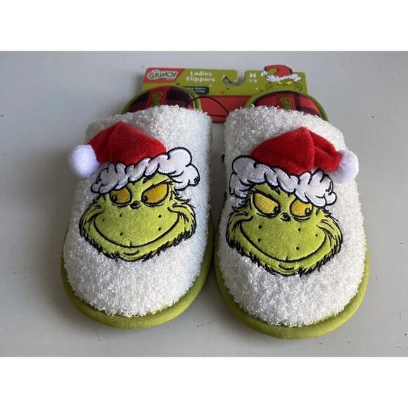 Dr. Seuss How The Grinch Stole Christmas Holiday Slippers Women’s Sz M 7/8 NEW - Picture 7 of 15